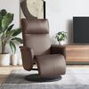 vidaXL Sill&oacute;n reclinable con reposapi&eacute;s cuero sint&eacute;tico marr&oacute;n