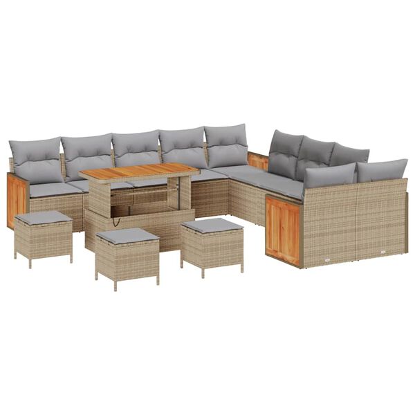 vidaXL Conjunto de sof&aacute;s de jard&iacute;n con coj&iacute;n 18 pcs Beige y Gris Claro