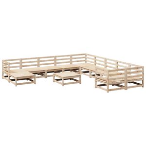 vidaXL Juego de sof&aacute;s de jard&iacute;n 12 piezas madera maciza de pino