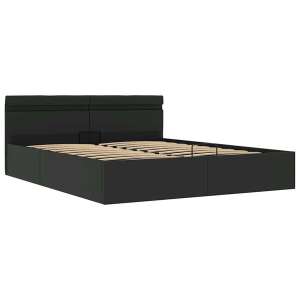 vidaXL Cama hidráulica almacenaje LED sin colchón negro 160x200 cm