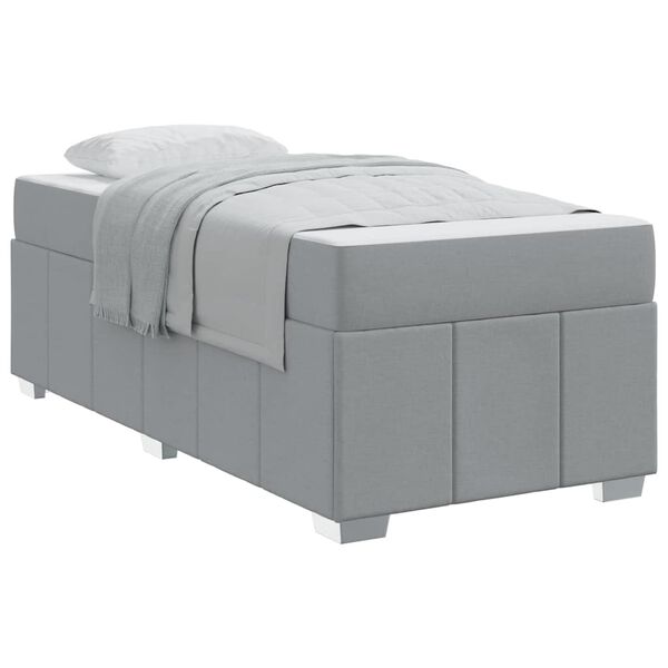 vidaXL Estructura de cama con colchón Gris Claro 90 x 200 cm tela