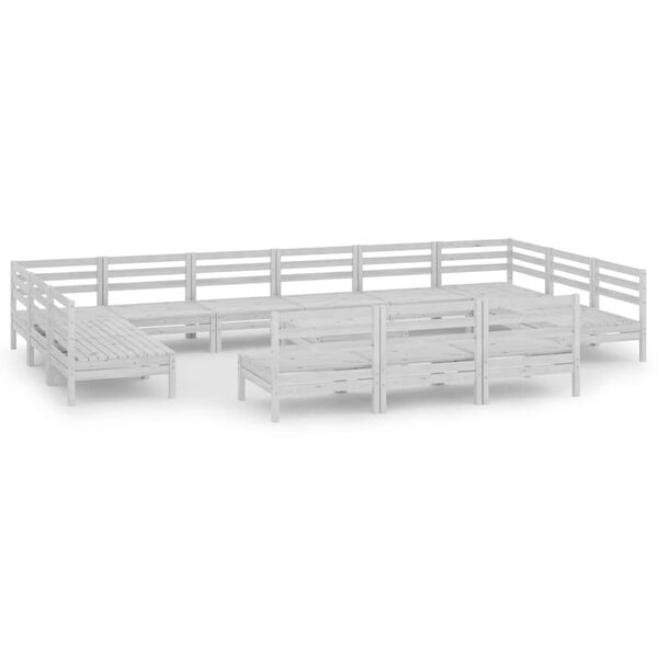 vidaXL Juego de muebles de jard&iacute;n 14 piezas madera maciza pino blanco