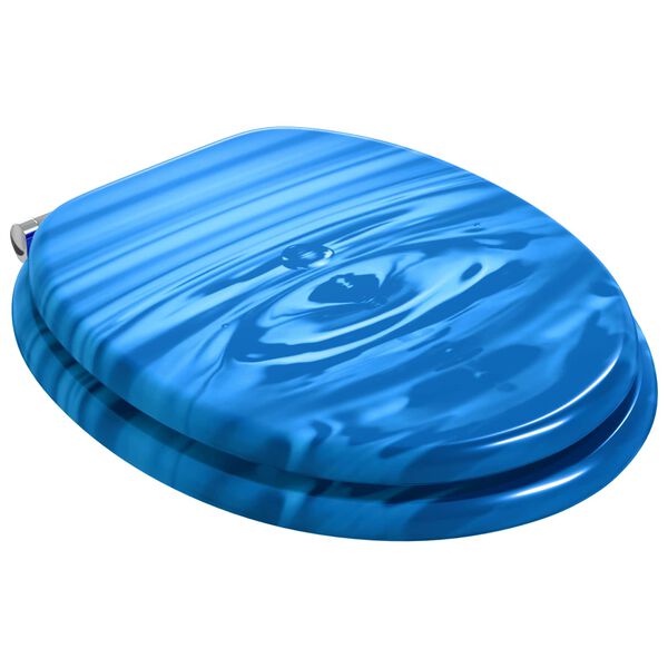vidaXL Asiento de WC 2 pcs Gota azul 44 x 38 cm Tablero de MDF