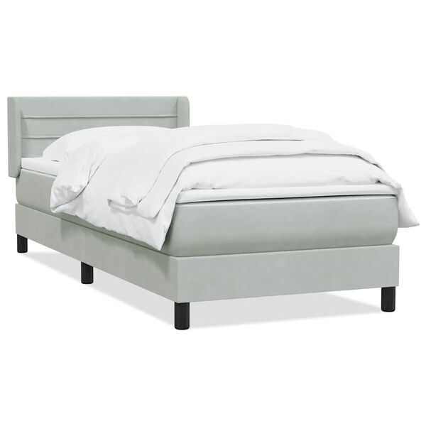 vidaXL Cama box spring con colch&oacute;n terciopelo gris claro 90x210 cm