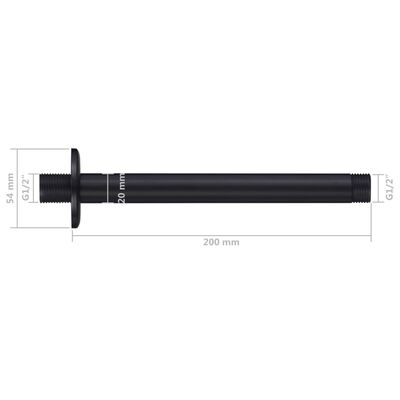 vidaXL Barra de soporte de ducha redonda acero inox 201 negro 20 cm
