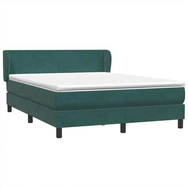 vidaXL Cama box spring con colch&oacute;n terciopelo verde oscuro 140x210 cm