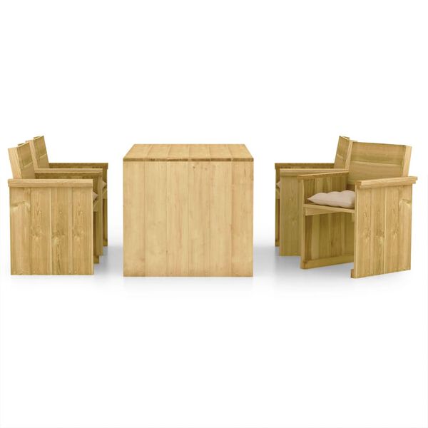 vidaXL Comedor de jard&iacute;n 5 pzas con cojines madera de pino impregnada