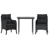 vidaXL Set comedor de jard&iacute;n 3 pzas con cojines rat&aacute;n sint&eacute;tico negro