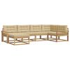 vidaXL Conjunto de sof&aacute;s de exterior con coj&iacute;n 5 pcs y Beige Poli&eacute;ster