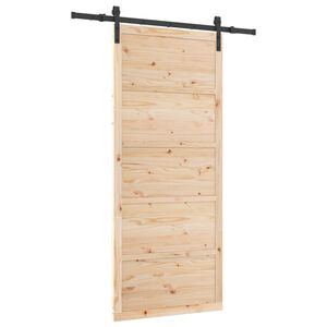 vidaXL Puerta Corredera Natural 80 x 208 cm Madera de Pino Maciza