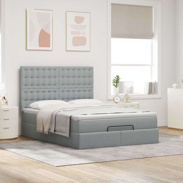 vidaXL Estructura cama otomana colch&oacute;n tela gris claro 140x200cm