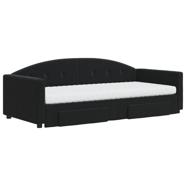 vidaXL Sof&aacute; cama nido con cajones terciopelo negro 90x190 cm