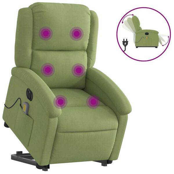 vidaXL Sill&oacute;n de masaje reclinable elevable terciopelo verde claro