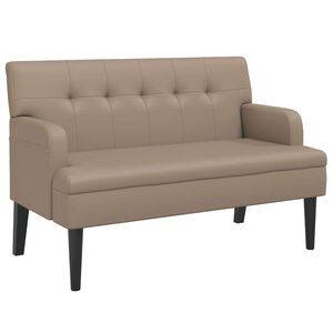vidaXL Banco con respaldo cuero sint&eacute;tico capuchino 112x65,5x75 cm