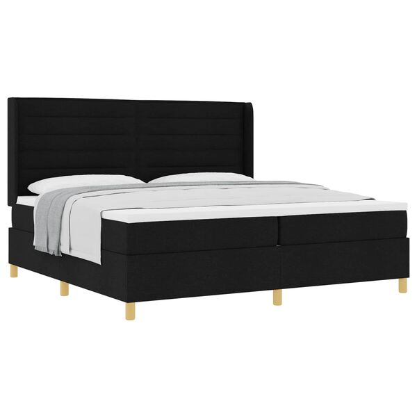 vidaXL Cama tipo Box Spring con colch&oacute;n Negro 200 x 200 cm tela