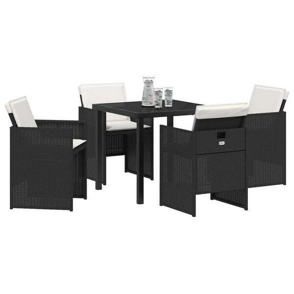 vidaXL Conjunto de Comedor de Jard&iacute;n 5 pcs Negro rat&aacute;n sint&eacute;tico
