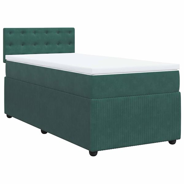 vidaXL Cama box spring con colch&oacute;n terciopelo verde oscuro 90x190 cm