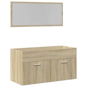 vidaXL Set de muebles de ba&ntilde;o 2 pzas madera contrachapada roble Sonoma