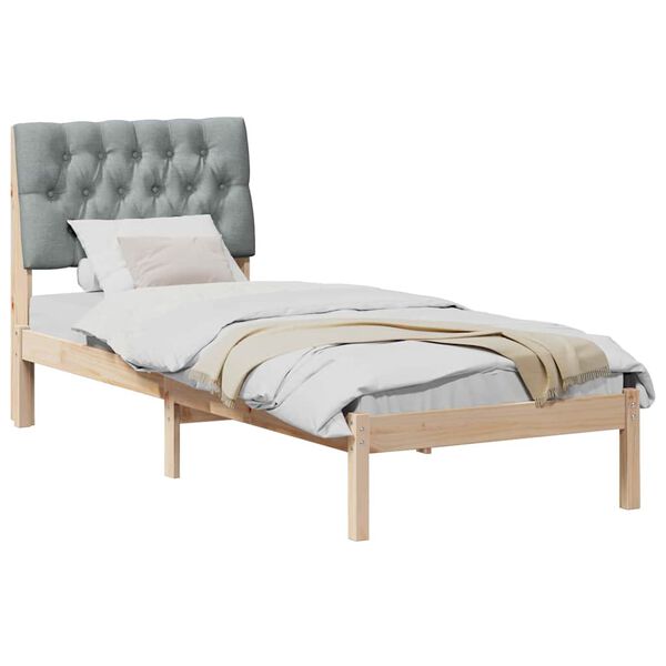 vidaXL Estructura de Cama con Cabecera Tapizada Marrón 75 x 190 cm