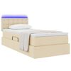 vidaXL Cama con almacenamiento y LED con LED Crema 90 x 190 cm tela