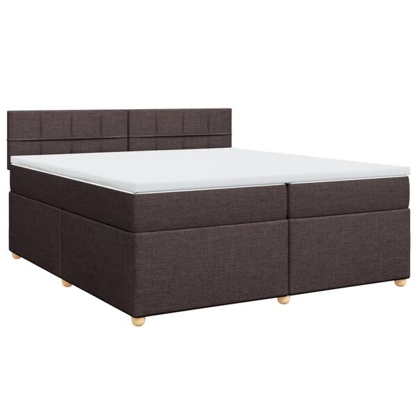 vidaXL Cama box spring con colch&oacute;n tela marr&oacute;n oscuro 200x200 cm