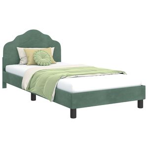 vidaXL Cama para ni&ntilde;os con cabecero Verde Mar 90 x 200 cm Terciopelo