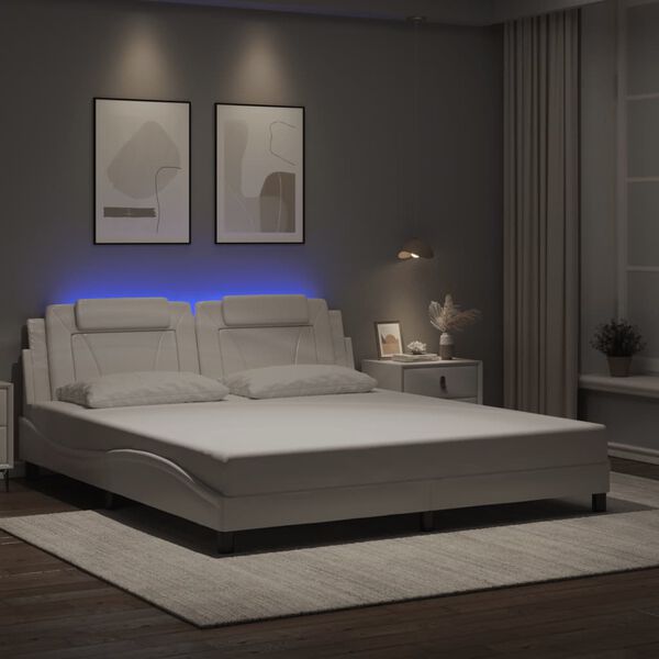 vidaXL Estructura de cama Viana con LED sin colch&oacute;n sin colch&oacute;n blanco 180x200 cm