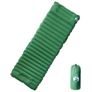 vidaXL Colch&oacute;n de camping autoinflable con almohada 1 persona verde