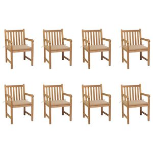vidaXL Sillas de jard&iacute;n 8 uds madera maciza de teca cojines beige