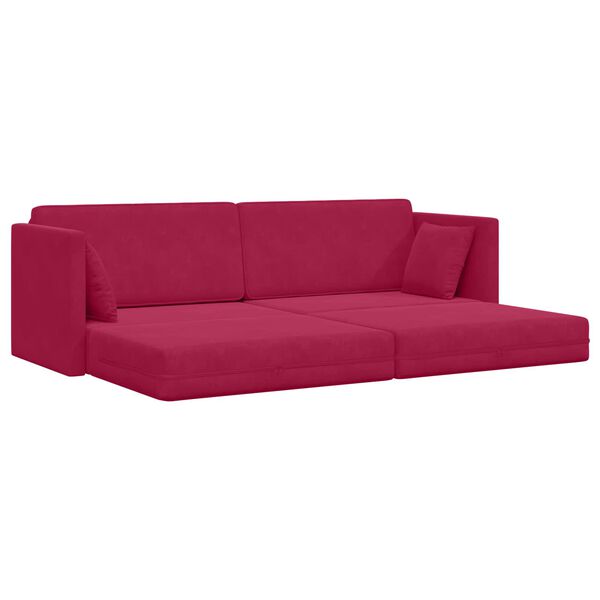 vidaXL Sof&aacute;-cama de piso 200cm Rojo vino Terciopelo