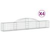 vidaXL Cestas de gaviones 4 uds forma de arco hierro 300x30x40/60 cm