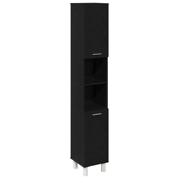 vidaXL Gabinete de Ba&ntilde;o con estante Roble Negro 30 x 30 x 179 cm