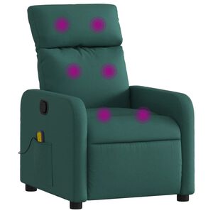 vidaXL Sill&oacute;n de masaje reclinable de tela verde oscuro