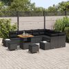 vidaXL Conjunto de sof&aacute; de jard&iacute;n 12 pcs Negro Polirat&aacute;n