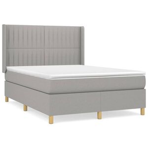 vidaXL Cama box spring con colch&oacute;n tela gris claro 140x200 cm