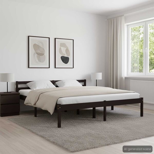 vidaXL Estructura cama sin colchón madera pino marrón oscuro 180x200cm