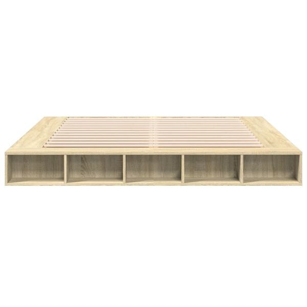 vidaXL Estructura de cama madera de ingenier&iacute;a roble Sonoma 200x200 cm