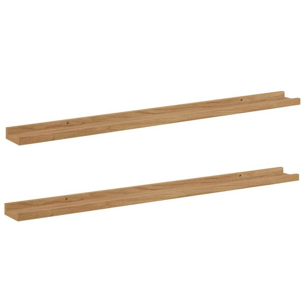 vidaXL Estante de pared con estante 2 pcs Marr&oacute;n 100 x 9 x 3 cm