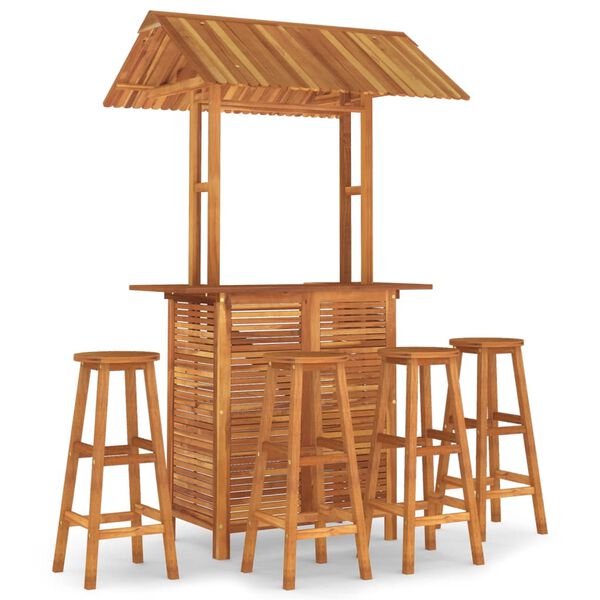 vidaXL Juego muebles de bar de jard&iacute;n 5 piezas madera maciza de acacia