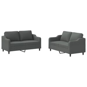 vidaXL Juego de sof&aacute;s con cojines 2 piezas tela gris oscuro