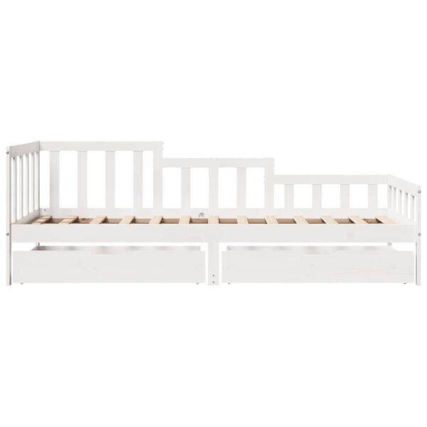 vidaXL Sofá cama con cajones madera maciza de pino blanca 90x190 cm