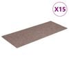 vidaXL Felpudos autoadhesivos para escaleras, 15 unidades, 60 x 25 cm, color marr&oacute;n claro, rectangulares