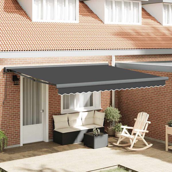 vidaXL Toldo retr&aacute;ctil aluminio y tela gris antracita 4x3 m