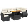 vidaXL Set de comedor de jard&iacute;n 7 pzas y cojines rat&aacute;n sint&eacute;tico negro