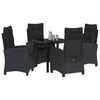 vidaXL Conjunto de Comedor de Jard&iacute;n 5 pcs Negro rat&aacute;n sint&eacute;tico