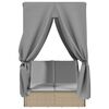 vidaXL Tumbona doble con techo y cortinas rat&aacute;n sint&eacute;tico beige