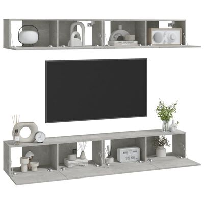 vidaXL Muebles de TV 4 piezas gris hormigón 100x30x30 cm