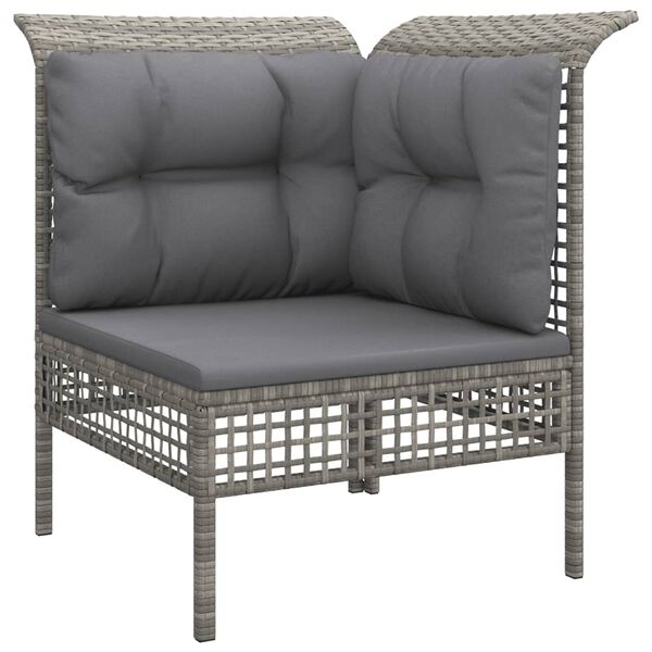 vidaXL Set de muebles de jard&iacute;n 6 pzas y cojines rat&aacute;n sint&eacute;tico gris