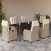 vidaXL Set comedor de jard&iacute;n 7 pzas con cojines rat&aacute;n sint&eacute;tico beige