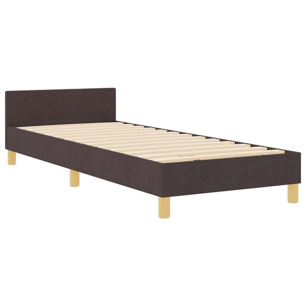 vidaXL Estructura de cama con cabecera Marr&oacute;n oscuro 90 x 190 cm tela
